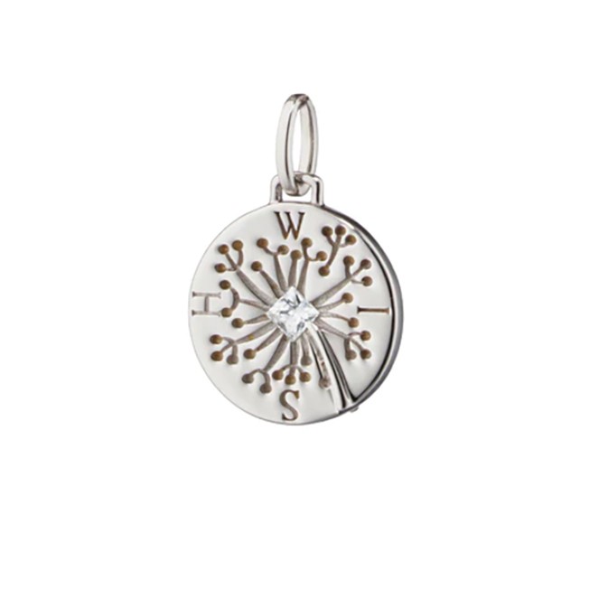 Silver Wish Dandelion  Intaglio Charm Pendant
